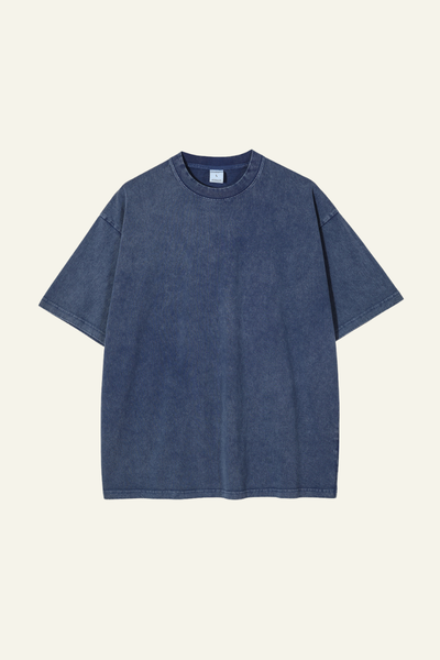 Men's Cotton Streetwear Wax-Dyed Washed Distressed T-shirt