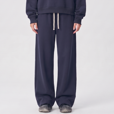 Unisex Spring Cotton Wide-Leg Drawstring Pocket Sweatpants