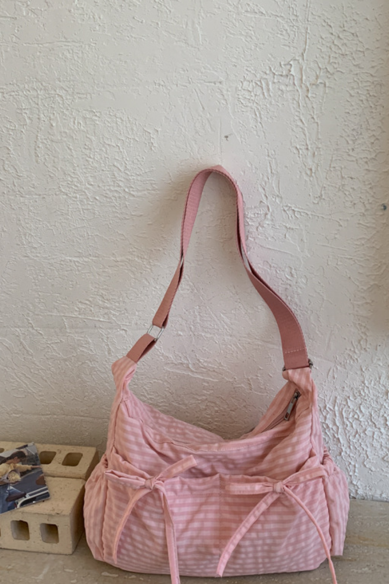 Unisex All Season Plaid Bow Large Hobo Crossbody Bag