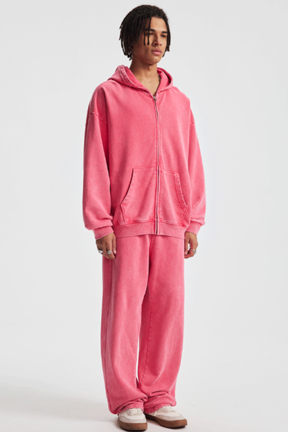 Men's Cotton Streetwear Set:Full Zipper Hooded Jacket  And Sweatpants