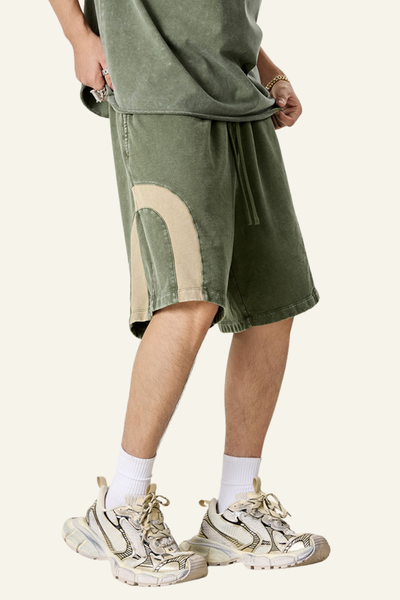 Men's Cotton Streetwear Color Block Shorts.