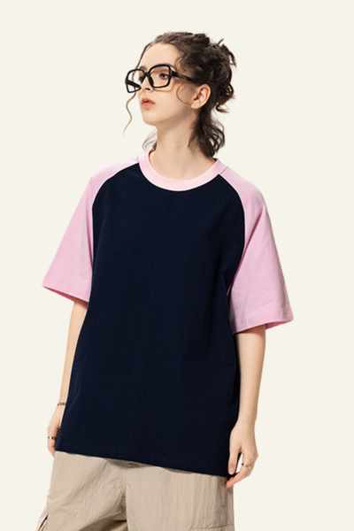 Women's Cotton Color-Blocked Relaxed T-shirt.