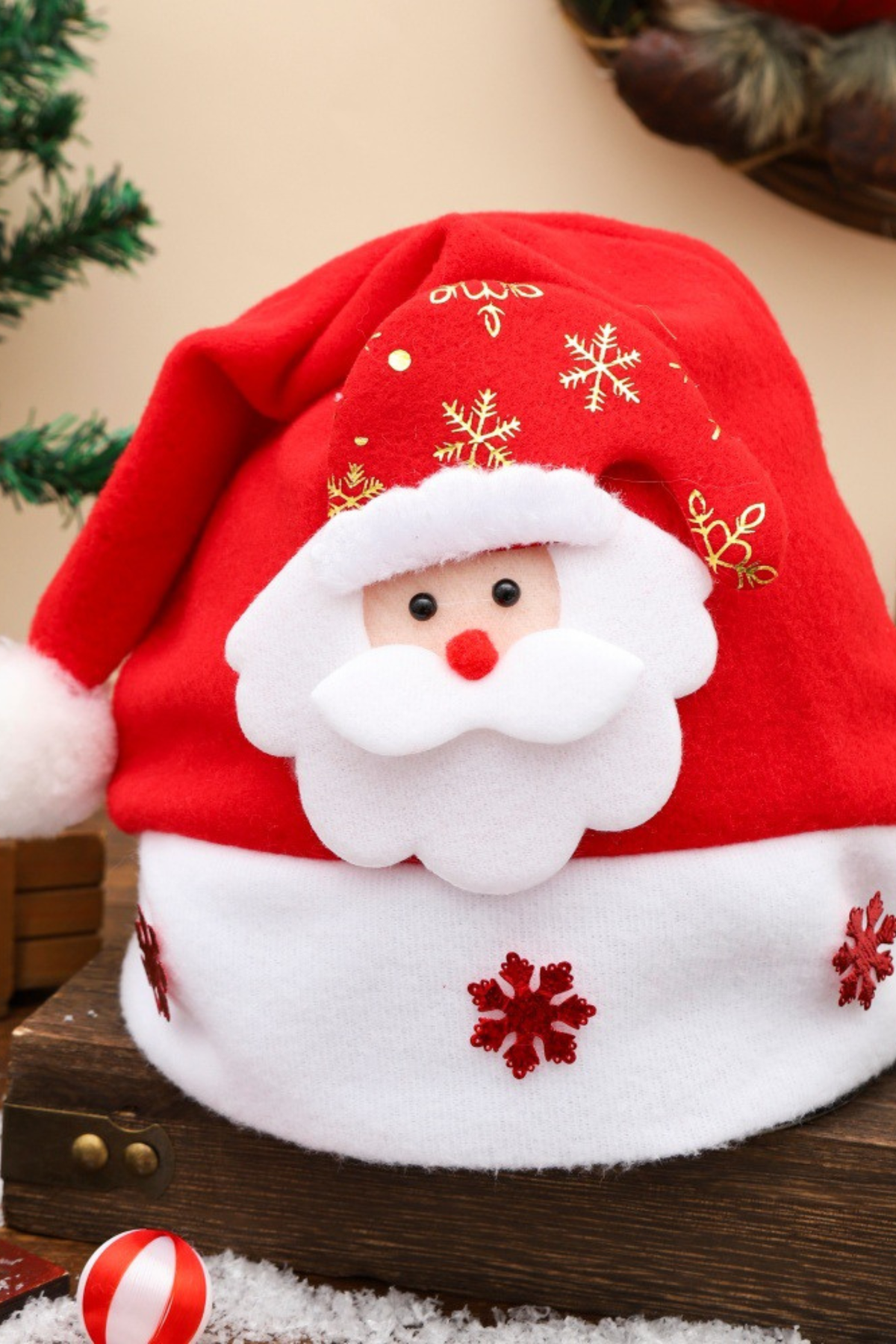 Unisex Winter Christmas 3D Santa Red Plush Party Hat