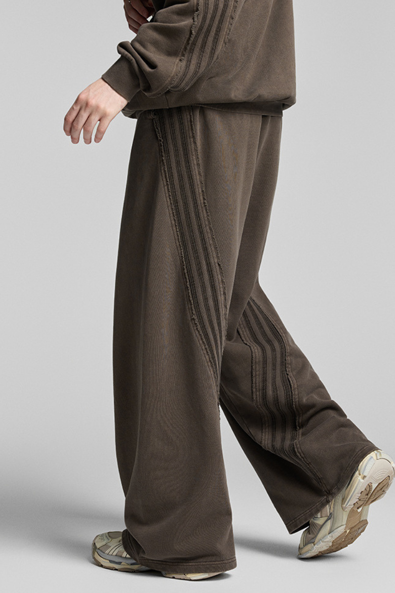 Men's Fall Winter Cotton Webbing Washed Loose Straight Pants