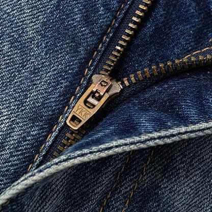 Men's Spring Vintage Blue Cat Whisker Wide-Leg Denim Jeans