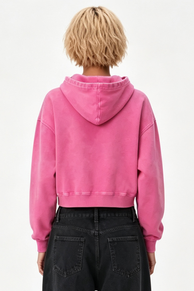 Women Fall 400G Heavyweight Cotton Cropped Hoodie