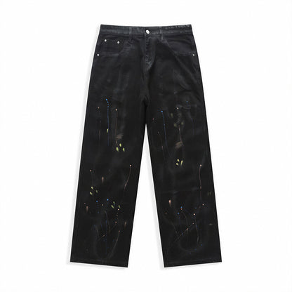 Men's Spring Splash Ink Washed Baggy Wide Leg Denim Jeans