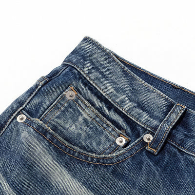 Men's Spring Vintage Blue Cat Whisker Wide-Leg Denim Jeans