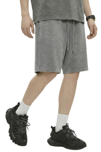 Unisex Spring Summer 360g Cotton Washed Drawstring Shorts