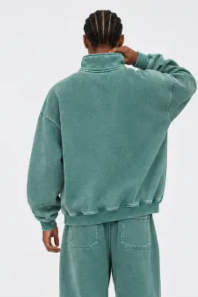 Men Fall Clothing Warm Vintage Washed Half Zip Sweatshirt