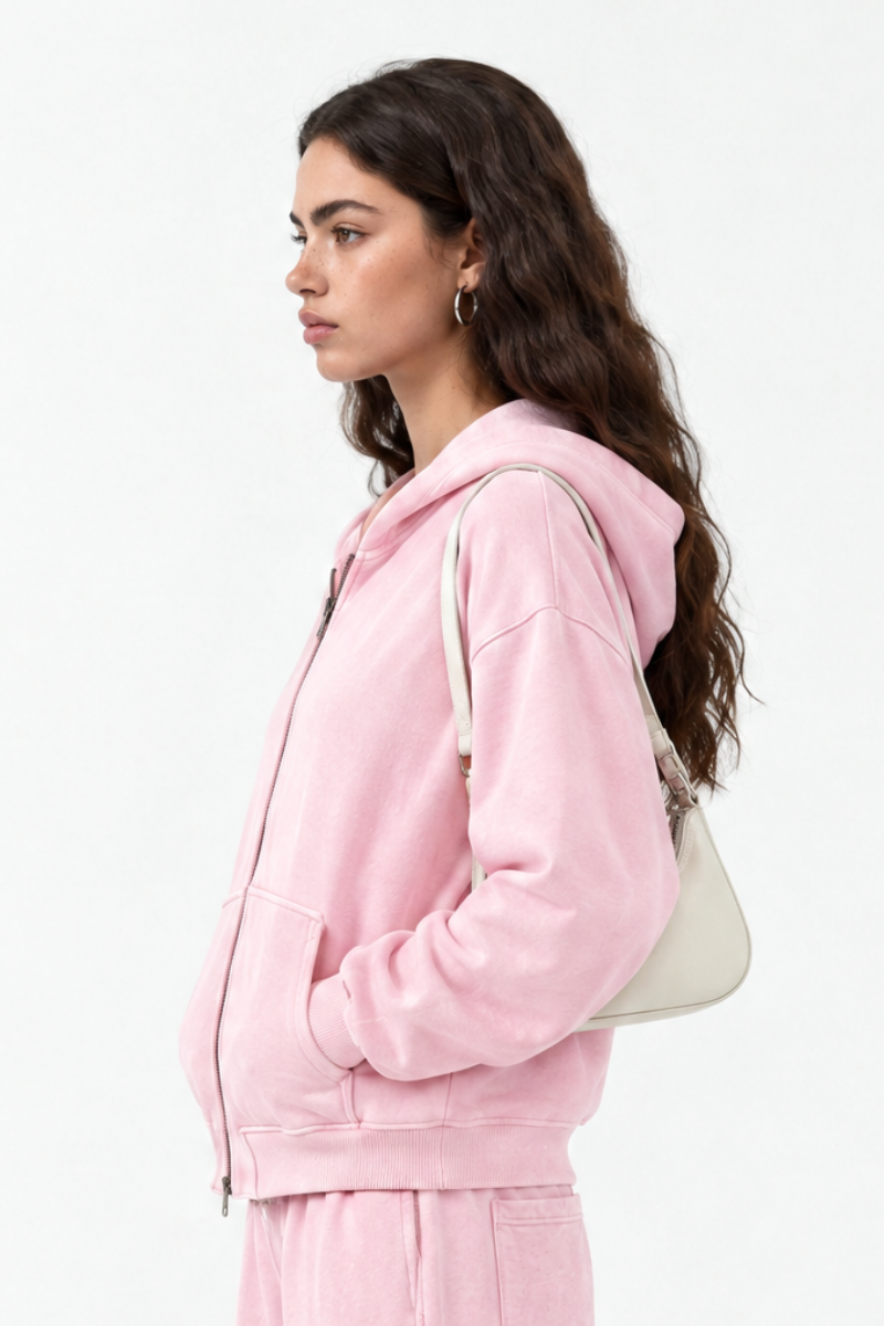 Women Fall Clothing Vintage 360G Boxy Two-Way Zip Hoodie
