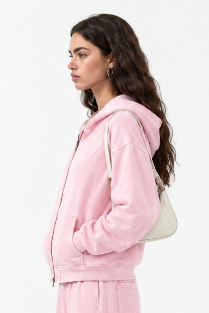 Women Fall Clothing Vintage 360G Boxy Two-Way Zip Hoodie