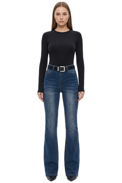 Women's Classic Washed High Waist Flare Jeans