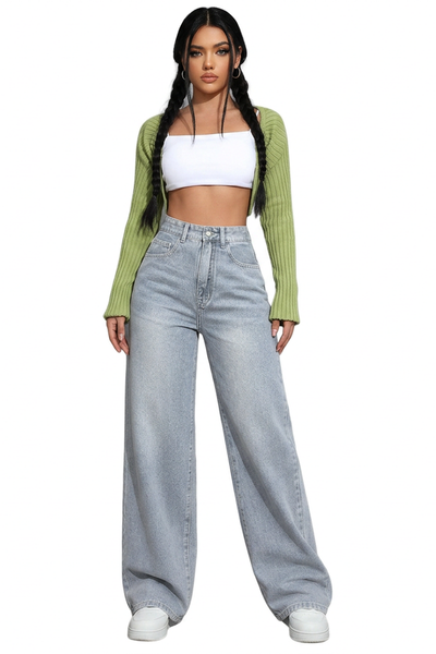 Women's Vintage Wash Loose Wide Leg Jeans