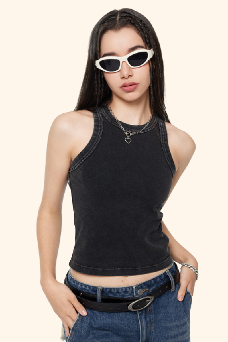 Women's Spring Summer 235g Cooling Washed Crewneck Tank