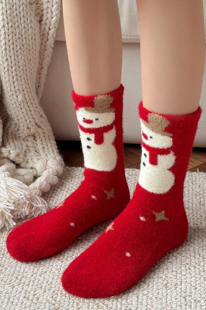 Women's Christmas Plush Warm Cartoon Anti-Pilling Sleep Sock