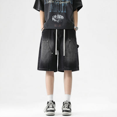 Men's Summer Light Wash Carpenter Baggy Denim Shorts