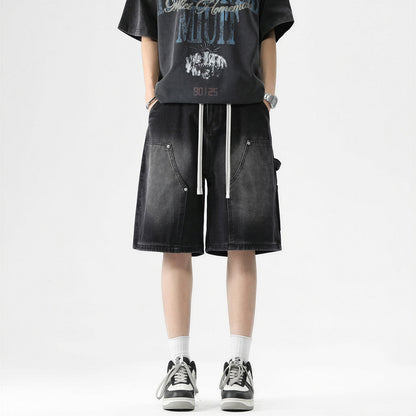Men's Summer Light Wash Carpenter Baggy Denim Shorts
