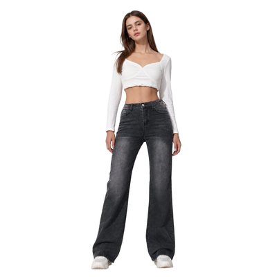 Women's Vintage Wash Stretch Straight Leg Jeans
