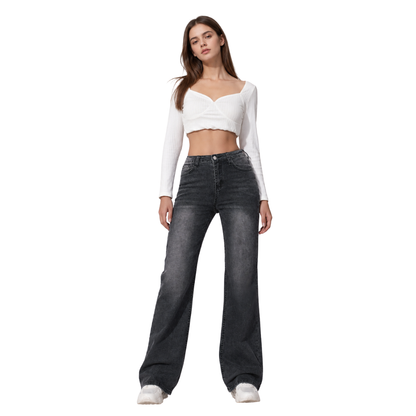 Women's Vintage Wash Stretch Straight Leg Jeans