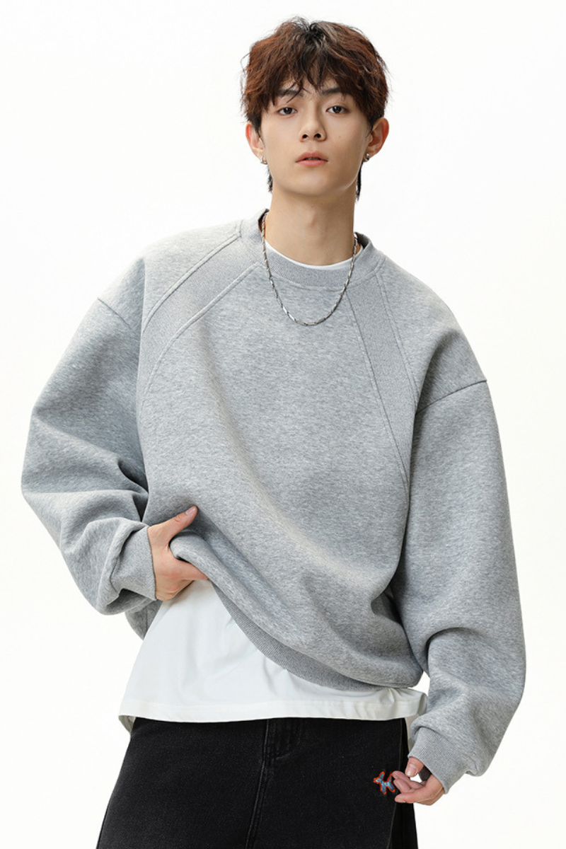 Men's Heavy Jersey Boxy Patchwork Retro Sweatshirt