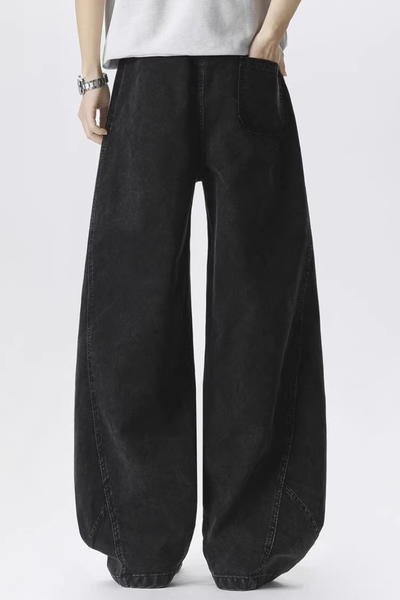 Men All Season Vintage Washed Wide Leg Scimitar Pants
