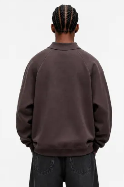 Men Spring Diagonal Zip Mock Neck Oversized Sweatshirt