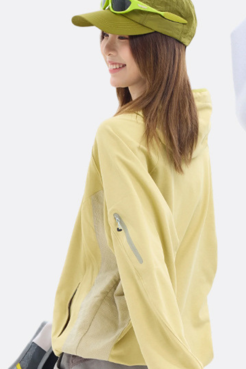 Unisex Outdoor Light Colorblock Reflective Quick Dry Hoodie