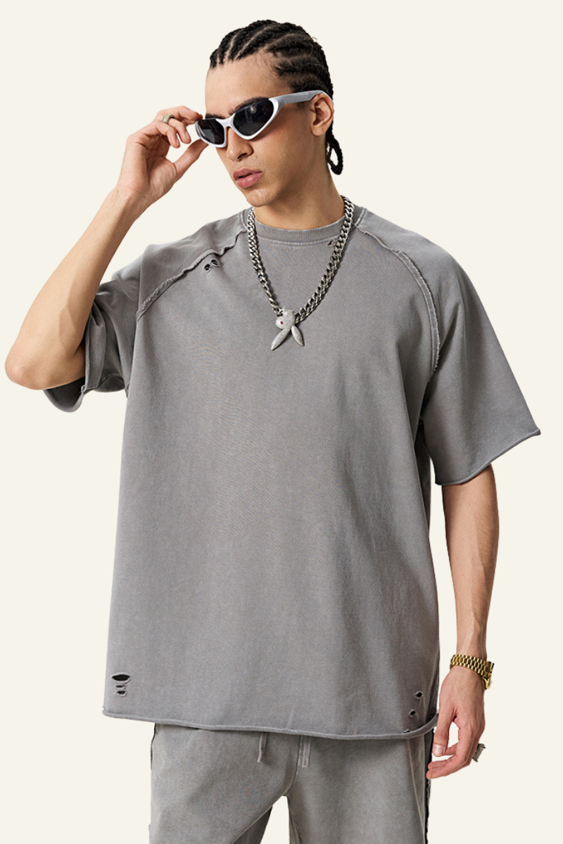 Men's Washed Wax-Dyed Cotton T-shirt.