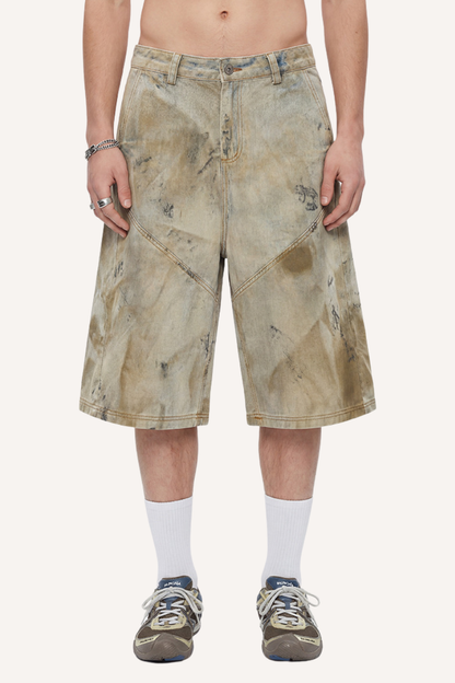 Men's Summer Retro High Street Mud Denim Cityboy 7/8 Shorts