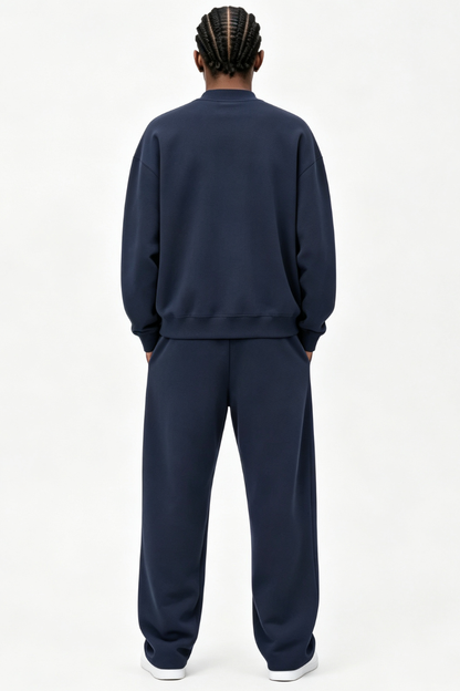 Men Fall Mock Neck Sweatshirt Wide Leg Pants Set