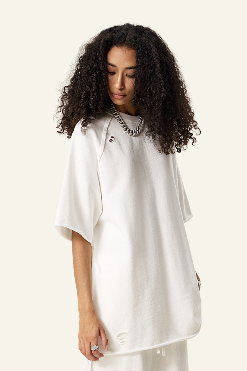 Women's Washed Wax-Dyed Cotton  T-shirt.