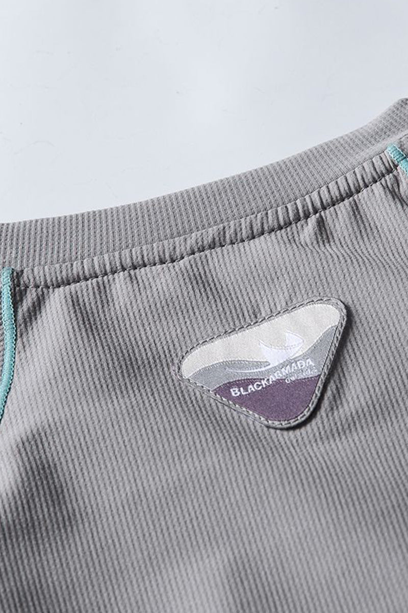 Unisex Fall Contrast Stitch Crew Neck Long Sleeve Top