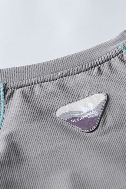 Unisex Fall Contrast Stitch Crew Neck Long Sleeve Top