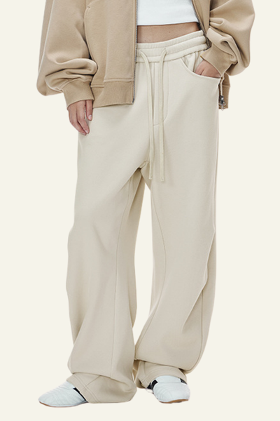 Men's Streetwear Double-pleated Curved  Pants