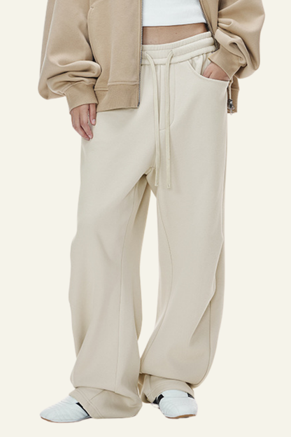 Men's Streetwear Double-pleated Curved  Pants
