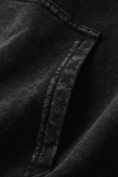 Women's Fall Winter Vintage Washed Cropped Pocket Hoodie