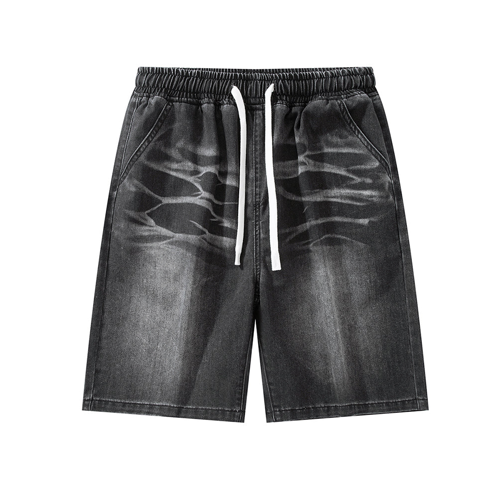 Men's Summer Gradient Tie-Dye Drawstring Denim Shorts