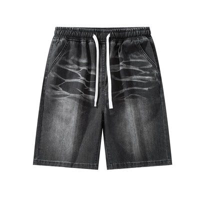 Men's Summer Gradient Tie-Dye Drawstring Denim Shorts