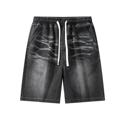 Men's Summer Gradient Tie-Dye Drawstring Denim Shorts
