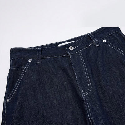Men's Spring Indigo Raw Deconstructed Wide-Leg Denim Jeans