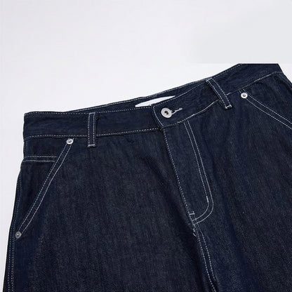 Men's Spring Indigo Raw Deconstructed Wide-Leg Denim Jeans