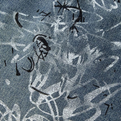 Men's Summer Graffiti Ripped Washed Baggy Denim Shorts