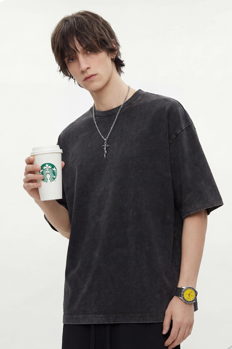 Men's 280g Spring Solid Cotton Boxy Oversized Tee