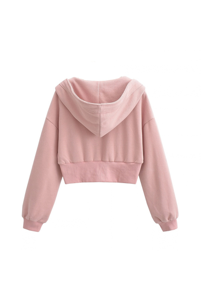 Unisex All Season Spliced Cropped Zip Hoodie Cardigan