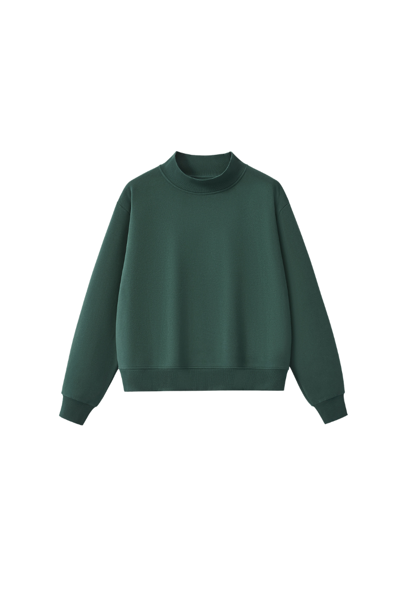 Women's Streetwear Stand-Collar Solid Mock Neck Sweatshirt