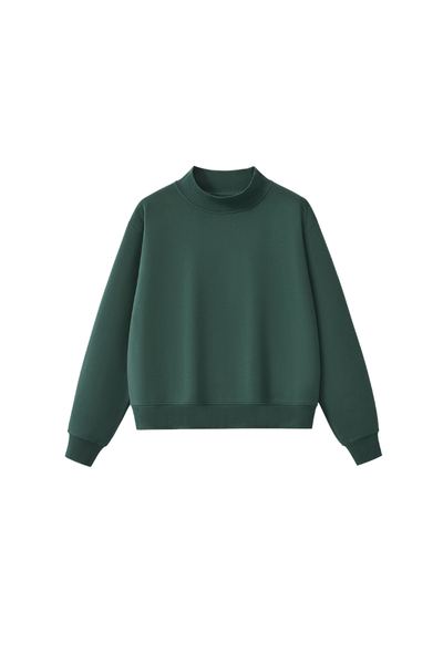 Women's Streetwear Stand-Collar Solid Mock Neck Sweatshirt