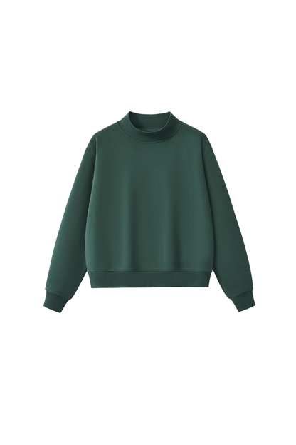 Women's Streetwear Stand-Collar Solid Mock Neck Sweatshirt