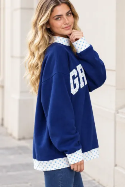 Women Fall Clothing Grace Applique Oversized Sweatshirt