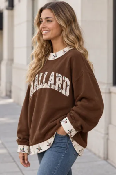 Women Fall Clothing Mallard Contrast Trim Sweatshirt
